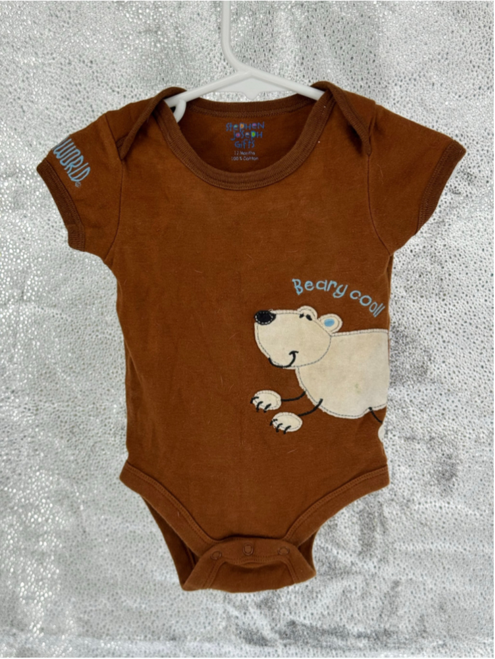 Baby Stephen Joseph Brown Bodysuit 12 Months Beary Cool